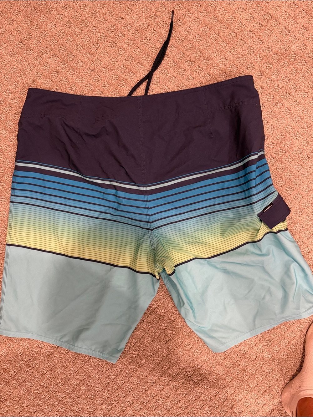 Men's Blue Gradient Stripe Swim Trunks - Picture 2 of 4